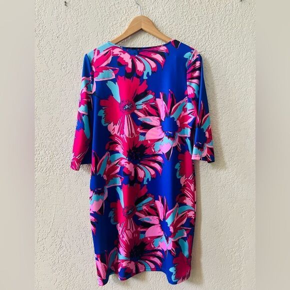 Tracy Negoshian Emilia Shift Print Crochet Neck Mini Dress Size Medium NWOT - Picture 3 of 8